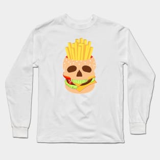 Cheeseburger Skull and Fries Long Sleeve T-Shirt